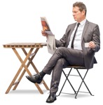 Businessman reading a newspaper people png (12228) - miniature