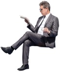 Businessman reading a newspaper human png (12241) | MrCutout.com - miniature