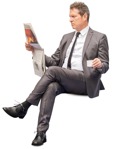 Businessman reading a newspaper png people (12246) - miniature