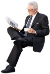 Businessman reading a newspaper people cutouts (12286) - miniature