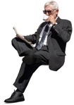 Businessman reading a newspaper people png (12292) - miniature