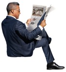 Businessman reading a newspaper people png (14428) - miniature