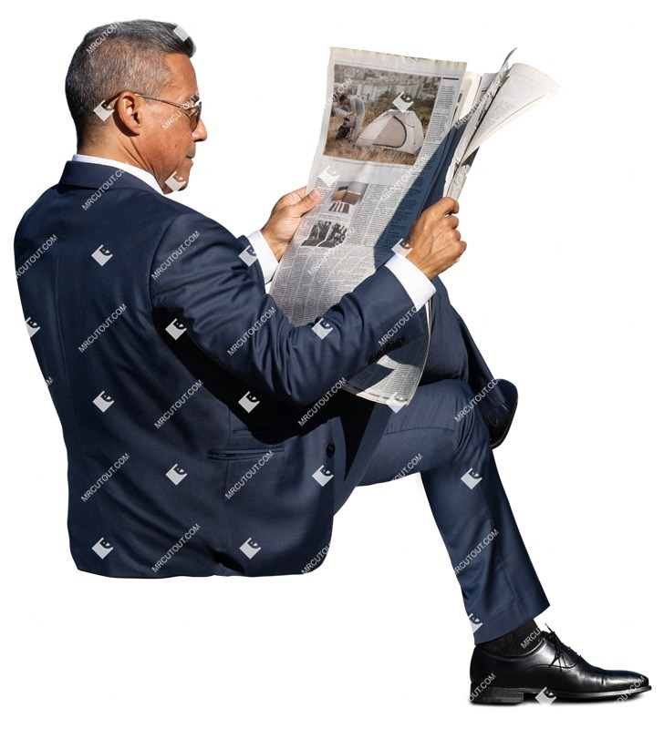 Businessman reading a newspaper people png (13842)