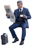 Businessman reading a newspaper png people (14445) - miniature