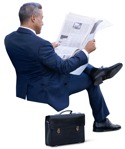 Businessman reading a newspaper png people (14446) - miniature