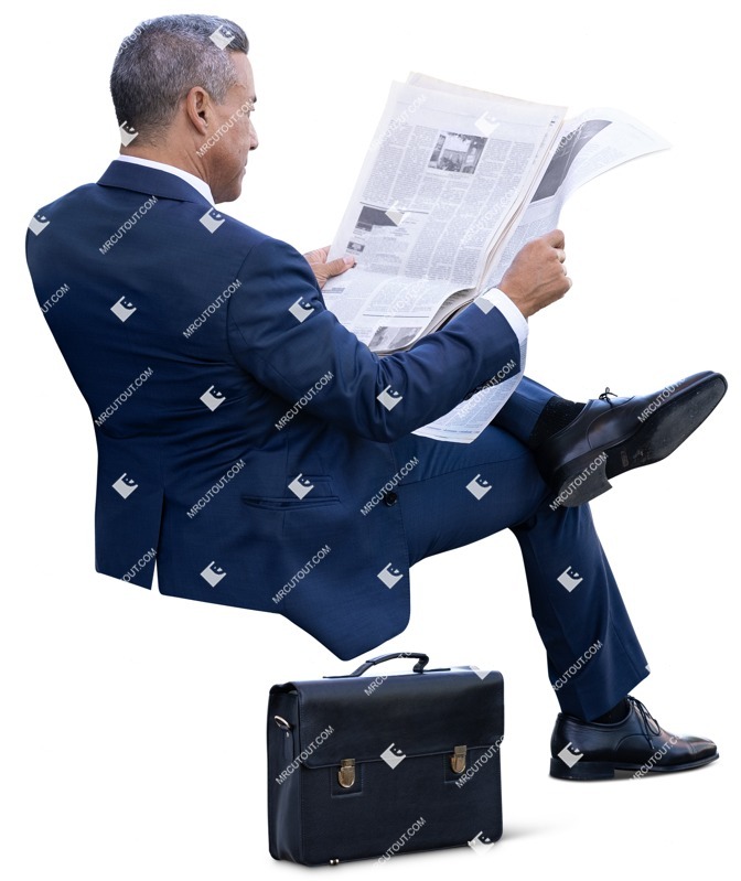 Businessman reading a newspaper png people (12260)