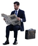 Businessman reading a newspaper people png (14615) - miniature