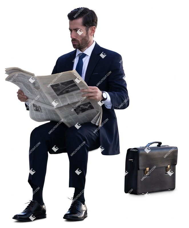 Businessman reading a newspaper people png (14721)