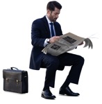 Businessman reading a newspaper people png (14616) | MrCutout.com - miniature