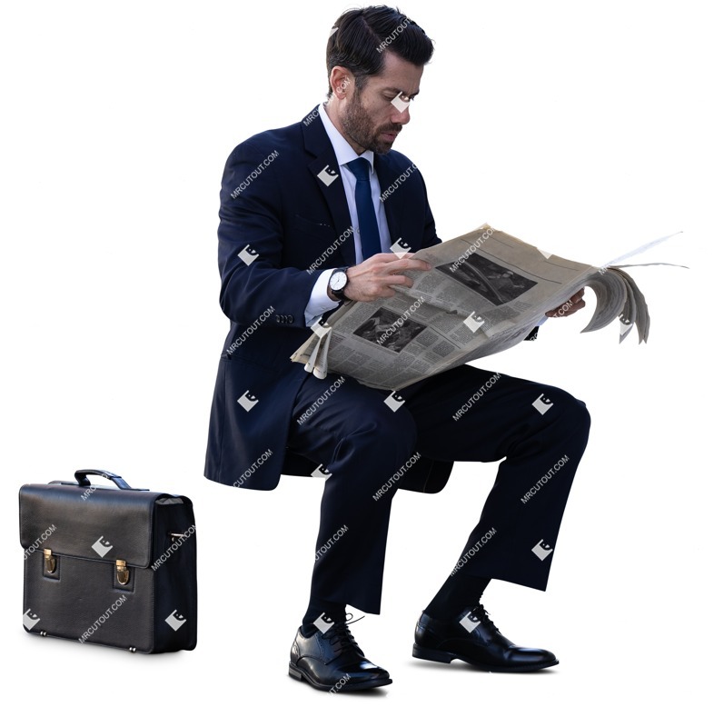Businessman reading a newspaper people png (14722)