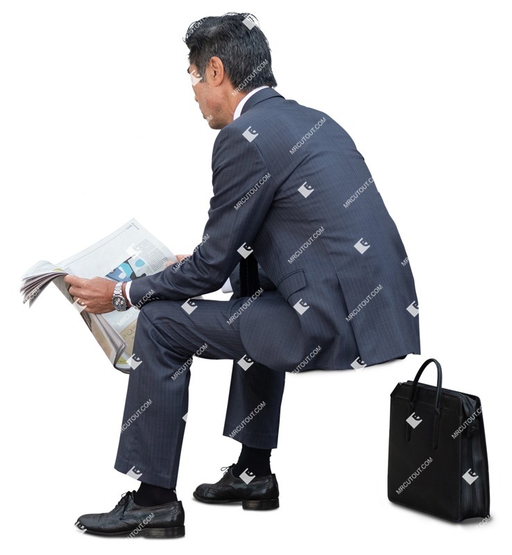 Businessman reading a newspaper people png (16982)