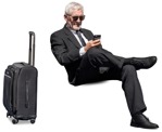 Businessman with a baggage people png (12309) - miniature