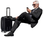 Businessman with a baggage people png (12310) - miniature