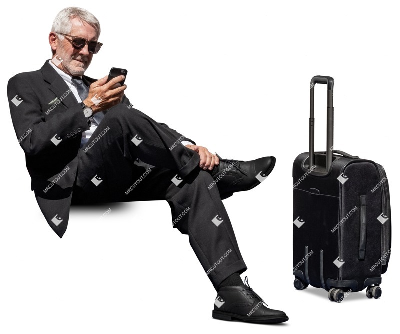 Businessman with a baggage people png (13801)