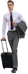 Businessman with a baggage drinking coffee people cutouts (7787) - miniature