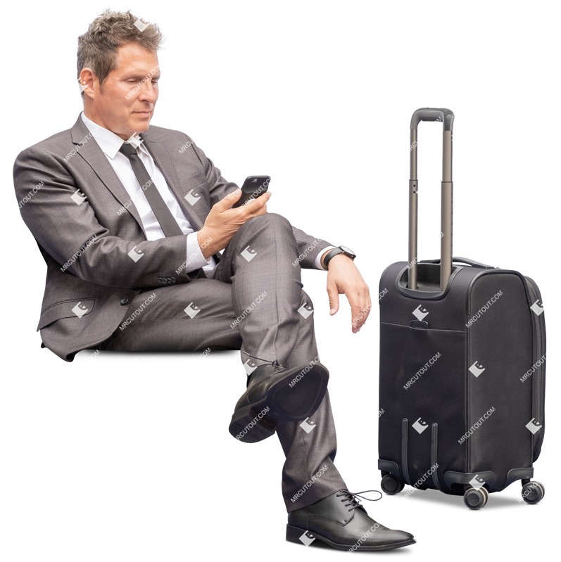 Businessman with a baggage sitting human png (13039) Businessman with a baggage sitting human png (13039)