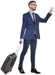 Businessman with a baggage standing person png (2669) - miniature