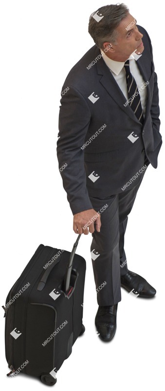 Businessman with a baggage standing entourage people (5395)