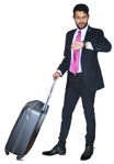 Businessman with a baggage standing people png (1710) - miniature