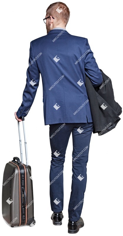 Businessman with a baggage standing people cutouts (2919)