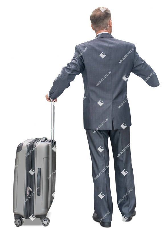 Businessman with a baggage standing people png (12486)
