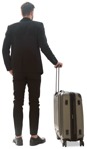 Businessman with a baggage standing people png (11316) - miniature