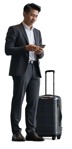 Businessman with a baggage standing person png (18942) - miniature