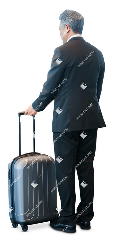 Businessman with a baggage standing person png (20363)