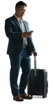Businessman with a baggage standing person png (18995) - miniature