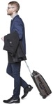 Businessman with a baggage walking people png (3405) - miniature