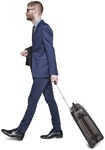 Businessman with a baggage walking people cutouts (2788) - miniature