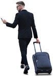 Businessman with a baggage walking people png (7200) - miniature