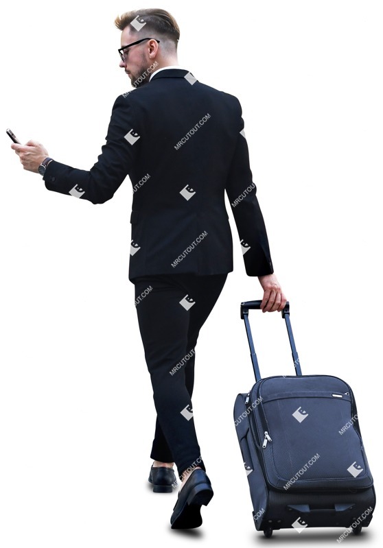 Businessman with a baggage walking people png (7210)