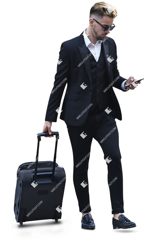 Businessman with a baggage walking png people (7943)
