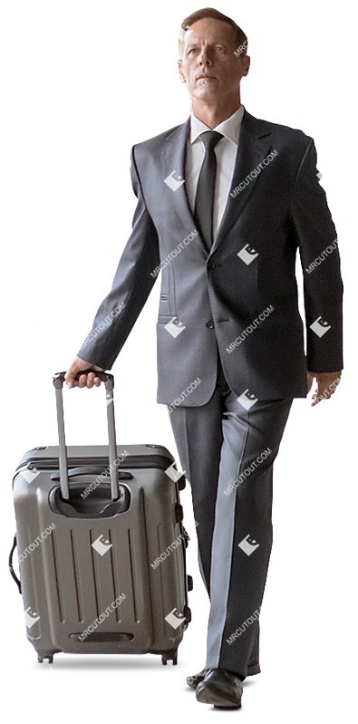 Businessman with a baggage walking people png (12487)