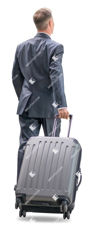 Businessman with a baggage walking people png (12676)