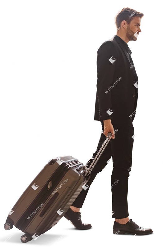 Businessman with a baggage walking people png (12858)
