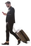 Businessman with a baggage walking people png (11319) - miniature