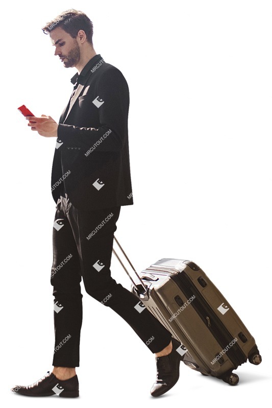Businessman with a baggage walking people png (12859)
