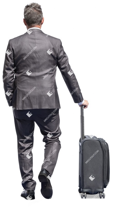 Businessman with a baggage walking person png (14608)
