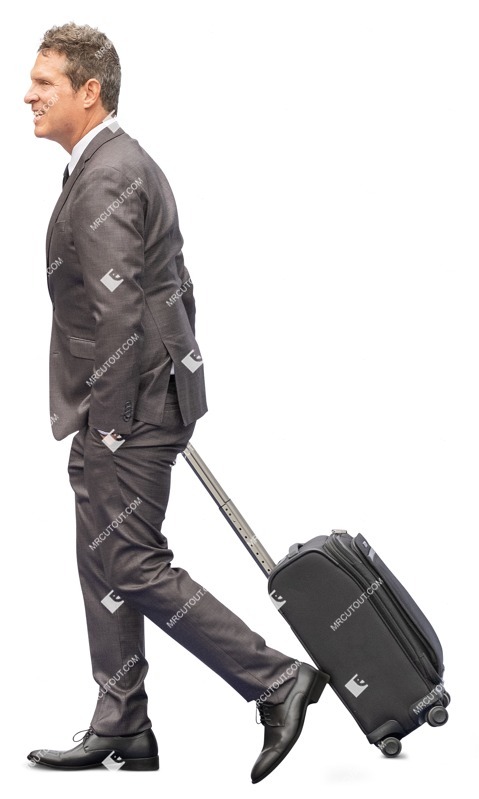 Businessman with a baggage walking cut out pictures (13429)