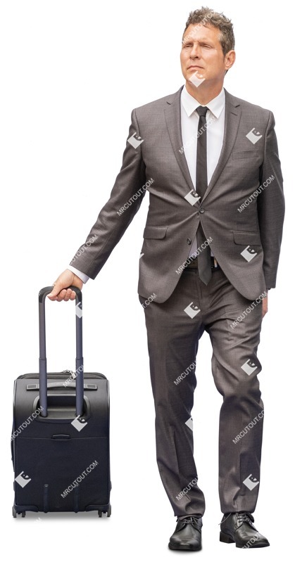 Businessman with a baggage walking cut out pictures (13430)