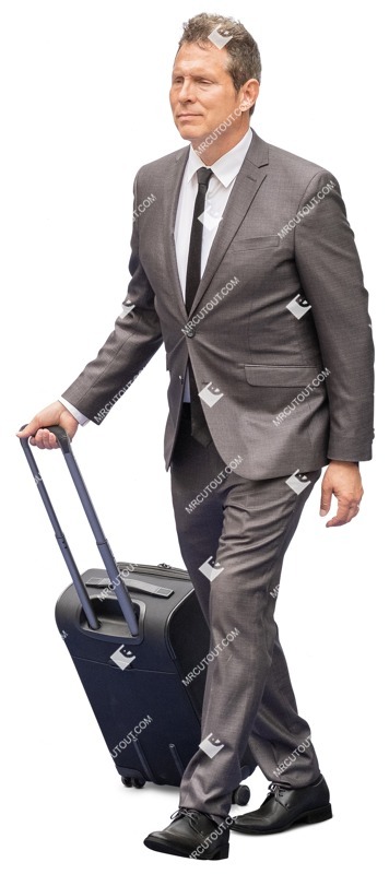 Businessman with a baggage walking cut out pictures (13428)