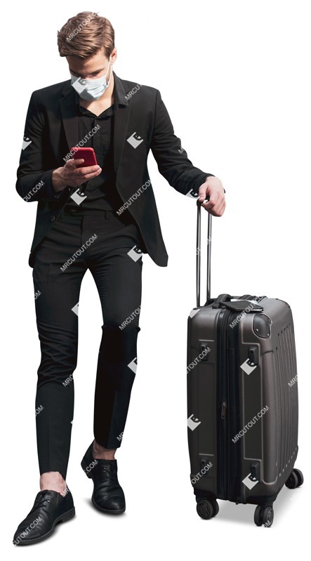 Businessman with a baggage walking people png (12864)