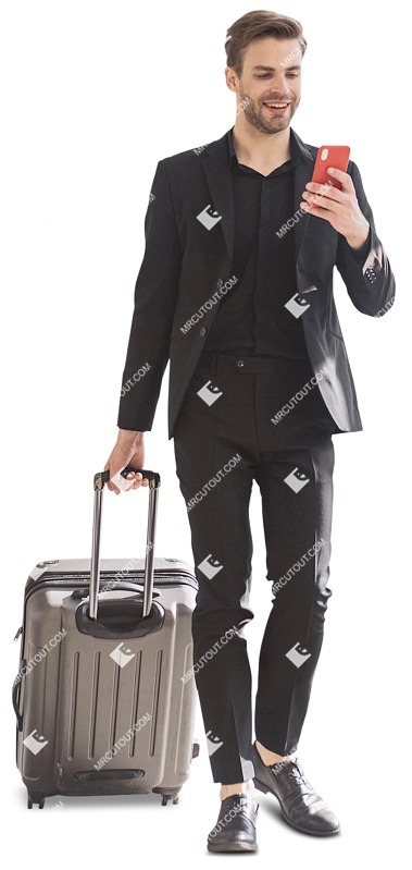 Businessman with a baggage walking people png (12863)