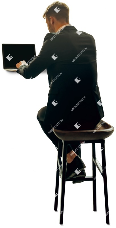 Businessman with a computer people png (12865)