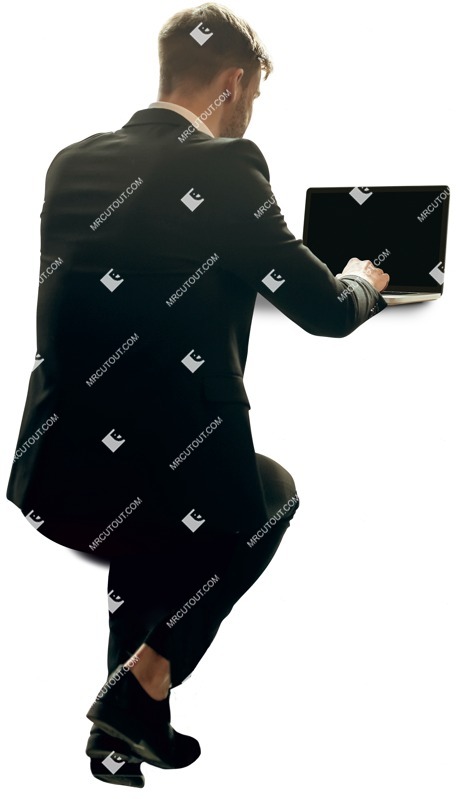 Businessman with a computer people png (11253)