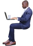Businessman with a computer drinking  (8576) - miniature