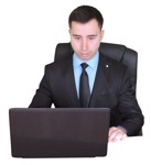 Cut out people - Businessman With A Computer Sitting 0001 | MrCutout.com - miniature