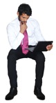 Businessman with a computer sitting people png (1518) - miniature